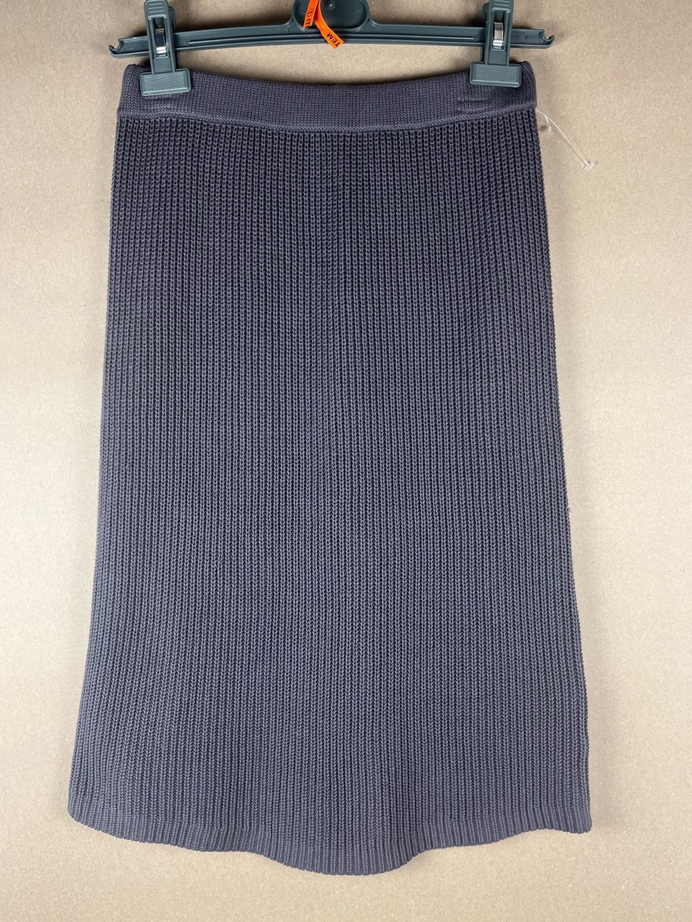 Mododoc NWT Ribbed Knit Midi Skirt Small Slate Blue Gray LA Los Angeles Pull On